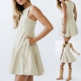 thumbnail image 2 of Womens Summer A Line Denim Overalls Dresses Casual Sleeveless Babydoll Zipper Tank Mini Jean Dress, 2 of 7