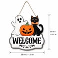 thumbnail image 3 of Black Cat Halloween Wooden Door Sign, Pumpkin Ghost Black Cat Bat Wall Decor, Vintage Carved Hanging Plaque for Front Door Mantel Party Home Decoration (Welcome), 3 of 11