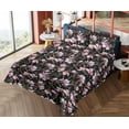 thumbnail image 4 of Ambesonne Magnolia Art Fitted & Flat Sheet with Shams 4 Pcs Set, Melancholic Jungle Art, King, Pastel Pink Grey Pink, 4 of 5