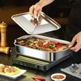 thumbnail image 4 of Stainless Steel Roasting Pan with Lid 16Inch Rectangular Lasagna Pan Deep Dish Baking Tray for Fish Meat Vegetables Cookie Cake Serving Platter Dishwasher Safe, 4 of 6