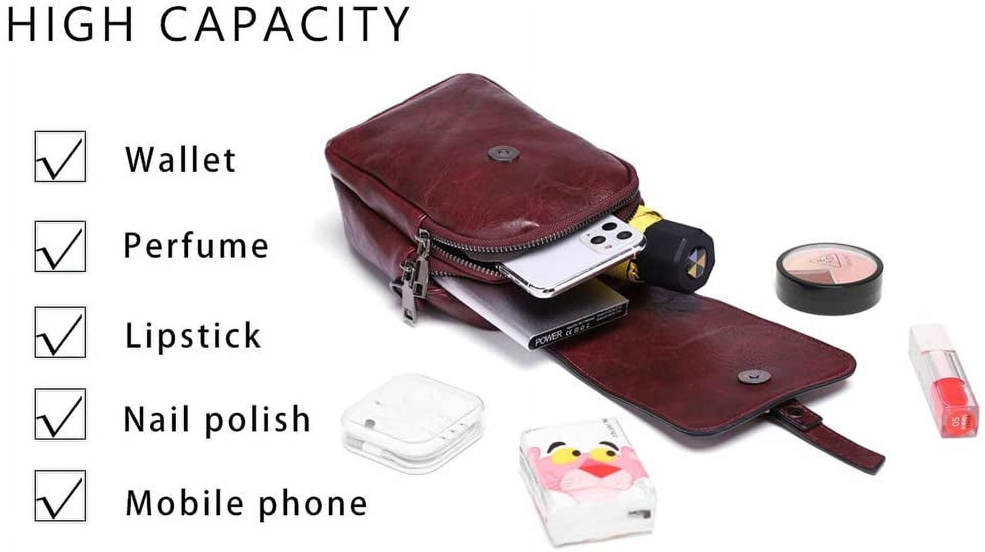 Vintage Crossbody Phone Bag for Women, Small Leather Shoulder Purse and Handbag with Tassel&Rivet Decoration