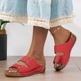 thumbnail image 4 of Rokment Studded Orthotic Platform Wedges Slip on Walking Sandals for Women Summer Beach Fashion Casual Leather Chunky Mid Heel Slides Dress Slippers Red Size 9.5, 4 of 7