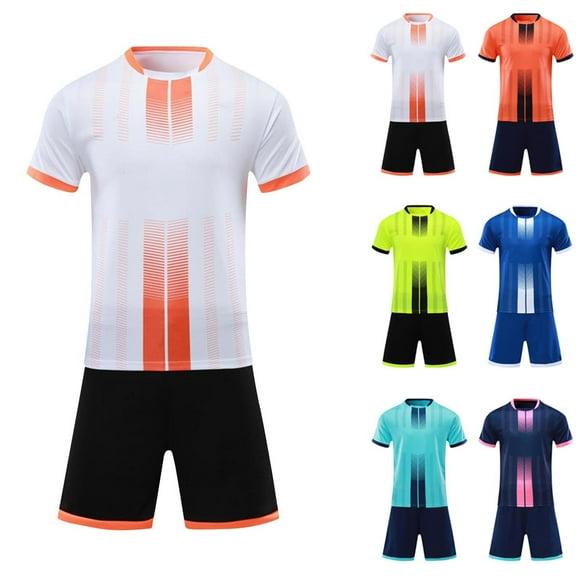 Cethrio Boys Activewear Outfit Sets, 2 Piece Quick-dry Football T-shirts and Shorts Sets White Size 8
