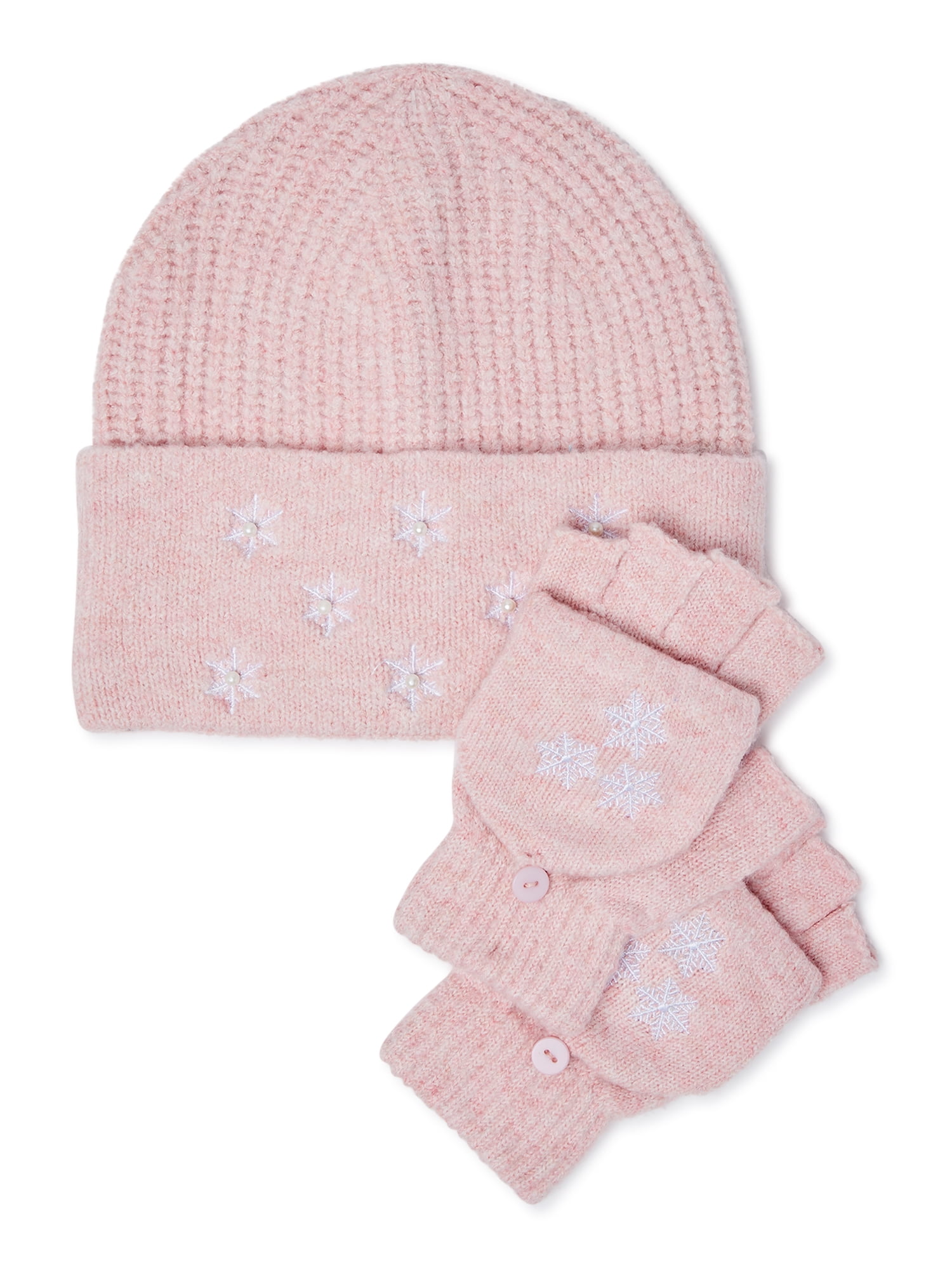 Generic Girls Snowy Embroidery Hat and Gloves Set, 2-Piece