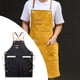 thumbnail image 5 of Delantal de lona con bolsillos. Delantales de uniforme para chef, corte de pelo, cafeterías interiores y carnicería. Negro, 5 of 8