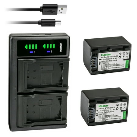 Kastar 2-Pack Battery and LTD2 USB Charger Replacement for Sony HDR-PJ650 HDR-PJ670 HDR-PJ710 HDR-PJ740 HDR-PJ760 HDR-PJ780 HDR-PJ790 HDR-PJ810 HDR-PJ820 HDR-PJ820E HDR-TD10 HDR-TD20