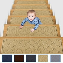 FAMTKT Stair Treads Non-Slip Carpet Mat Indoor Stair Runners for Wooden Steps, Antislip Household Staircase Striped Floor Mat, Absorbent Silent Staircase Carpet Adhesive Free Selfadhesive Stair Mat