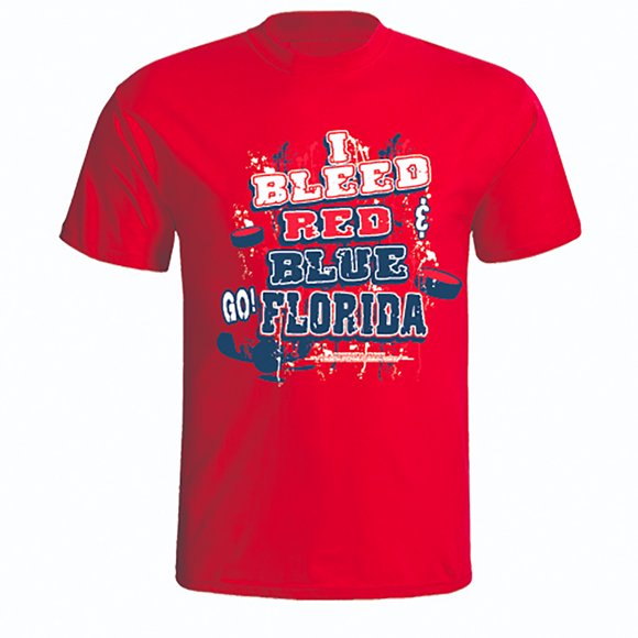 Florida Hockey "I Bleed Red and Blue Go Florida!" Red T-shirt