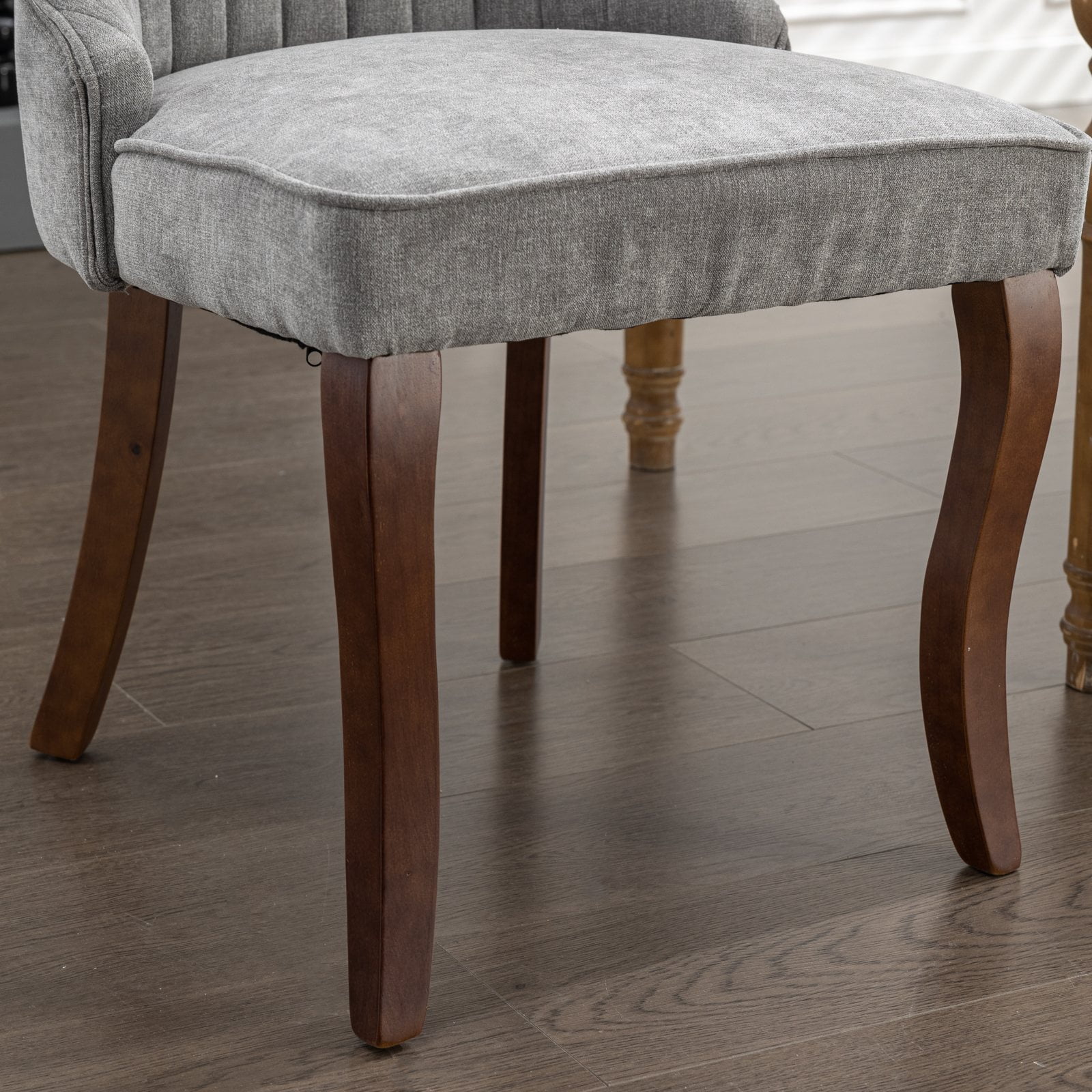 Aukfa Modern Velvet Dining Chairs Set of 2, Upholstered Kitchen Side Chair Accent Chair w/ Curved Solid Wood Legs,Gray