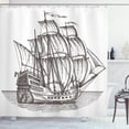 thumbnail image 1 of Ambesonne Pirate Ship Shower Curtain, Retro Ship on Water, 69"Wx75"L, Charcoal Grey White, 1 of 3
