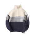 thumbnail image 2 of HBGVBA Boys Long Sleeve Sweater,Quarter Zip Knit Tops,Fall Winter Stand Collar Casual Pullover Sweaters for 7-15 Years Kids, 2 of 6