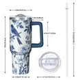 thumbnail image 2 of OBREWU Blue Pioneer Flower and Bird Tumbler with Handle and Lid,Blue Pioneer Flower and Bird 40oz Double Wall Vacuum Insulated Tumbler,Cups Gift for Women and Men, 2 of 7