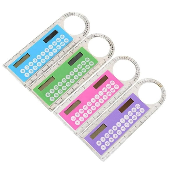 & Stationery Easy-Use Mini Solar Transparent Ruler Calculator with Magnifier for Students and