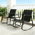 thumbnail image 5 of Casabay 3-Piece Outdoor Courtyard Furniture Set with Patio Chairs & Coffee Table, All Weather Outdoor Seating Breathable Fabric for Yard, Pool, Lawn, Black, 5 of 7
