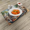 thumbnail image 2 of Ambesonne Cat Place Mats Set of 4, Funny Chef Kitty Grilling Fish, Standard Size, Green Orange, 2 of 5