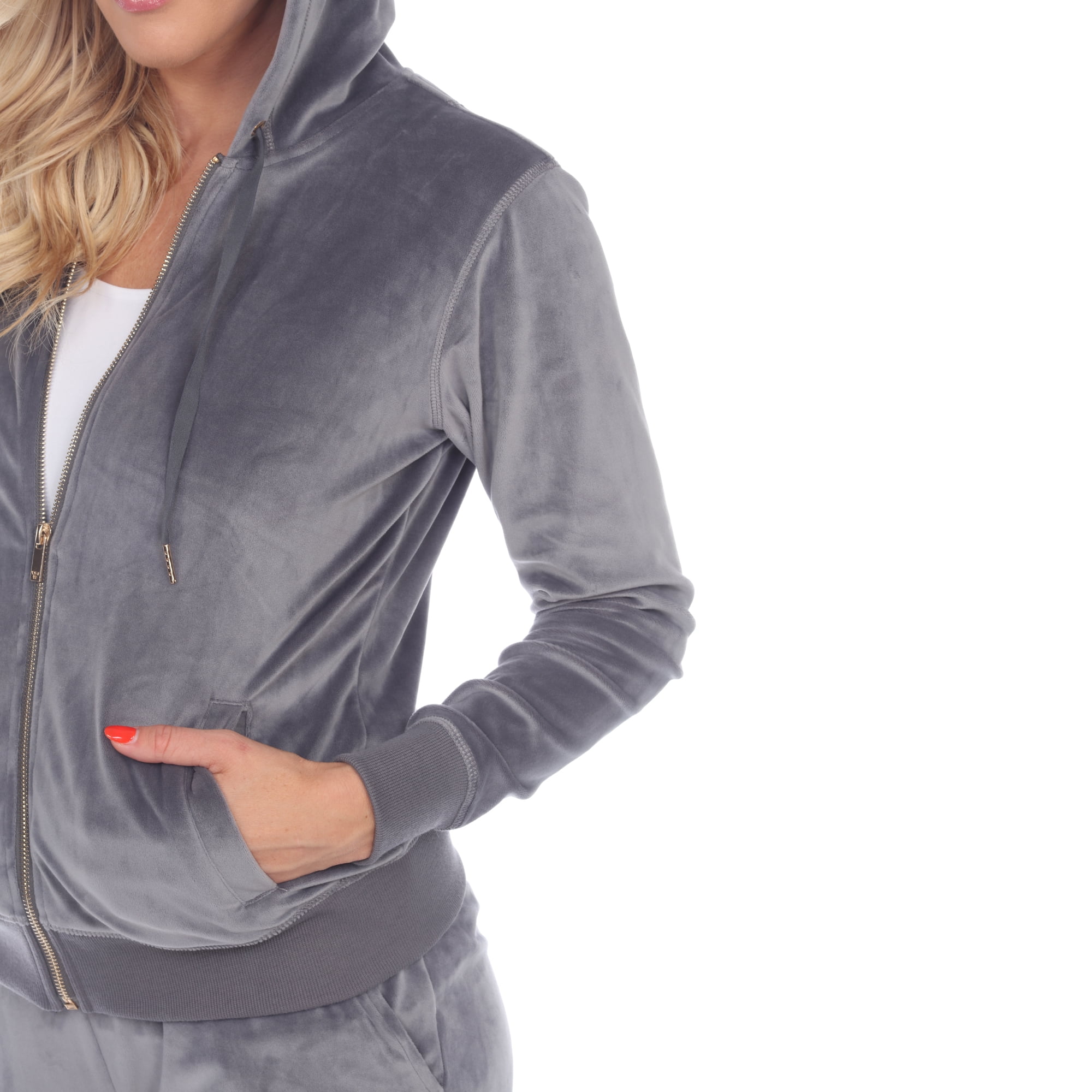 White Mark Women's 2 Piece Velour Tracksuit Set
