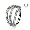 thumbnail image 2 of Hinged Segment Hoop Rings with Triple Layer Paved CZ Surgical Steel, 2 of 12