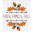 thumbnail image 3 of Family Shower Curtain, Hand-Sketched Typographic Element with Acorns and Family Faith Fall Words, Fabric Bathroom Set with Hooks, 69W X 70L Inches, Orange Brown Mustard, by Ambesonne, 3 of 3