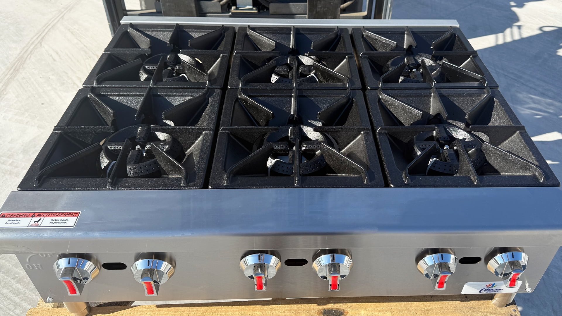 36" Commercial Gas Hot Plate – 6 Burner Stainless Steel Countertop Range, 180,000 BTU, NSF & ETL Certified, Heavy Duty Cast Iron Grates