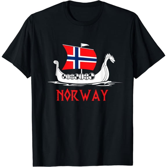 Boat Norwegian Flag Norway Viking Ship Norway T-Shirt