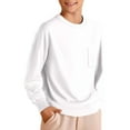thumbnail image 2 of Povozer Boys Long Sleeve Shirts Cotton Crewneck T-Shirts for Boy Kids Basic Tee(White,4-5Y), 2 of 6