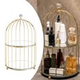 thumbnail image 3 of Bird cage makeup organizer storage shelf iron type container for desktop vanity 20x36cm, 3 of 8