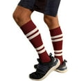 thumbnail image 4 of Couver Cotton Maroon Striped Softball Baseball Sports Knee High Tube Socks, Black Medium, 4 of 8