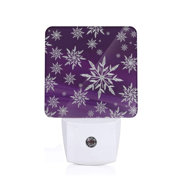 Fotbe Snowflake Gradient Purple Luz Nocturna LED, Luz de Noche con Sensor de Luz Natural de Anochecer a Amanecer, Se Enchufa a la Pared, Blanco Cálido 0.5W-UK