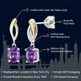 thumbnail image 2 of Gem Stone King 2.30 Ct Oval 8x6mm Purple Amethyst 925 Silver and 10K Yellow Gold Dangle Earrings, 2 of 4