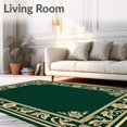 thumbnail image 2 of ODIKA 4'x6' Machine Washable Non-Slip Area Rug, Elegant Vintage Inspired Floret Motif Handwoven Artisan Creation High Traffic Rug, Green, 600905, 2 of 7
