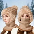 thumbnail image 2 of Bibifish Womens Scarf Hat One Piece Winter Warm Lined Scarf Hat Comfy Cold Weather Windproof Thermal Knitted Neck Warmer For Ladies, 2 of 5