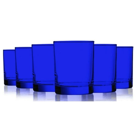 Cobalt Blue Colored Beverage Aristocrat Double Old Fashioned Glasses - 14 oz. set of 6- Additional Vibrant Colors Available 
