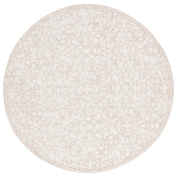 SAFAVIEH Trace Bryan Geometric Area Rug, Ivory/Pink, 6' x 6' Round