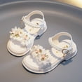 thumbnail image 2 of Yindaity Toddler Little Big Kid Girls Wedding Sandals Girls Dress Shoes (Beige,9-9.5 Years), 2 of 6