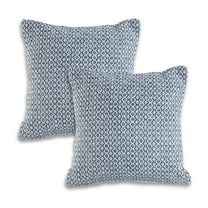 LR Home Ox Bay Blue Chevron All-Natural Cotton Square 2 Piece Pillow Cover Set