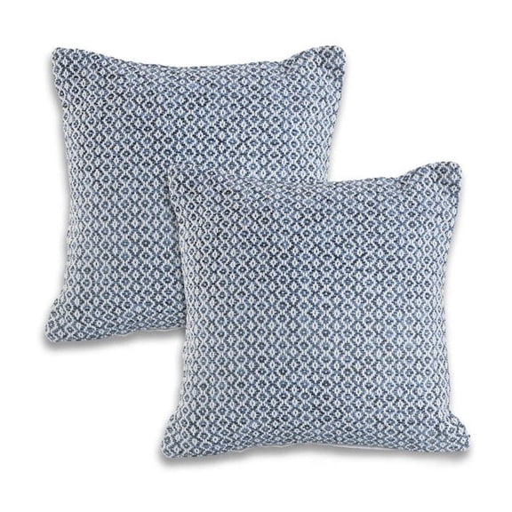 LR Home Ox Bay Blue Chevron All-Natural Cotton Square 2 Piece Pillow Cover Set