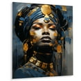 thumbnail image 2 of Designart "Blue and gold African Woman Goddess I In Blue and Gold"African Woman Metal Wall Art Blue Modern Living Room Wall Art, 2 of 6