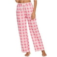 thumbnail image 3 of SOOMLON Pajama Pants for Women Cozy Plaid Graphic Pajama Bottoms Adult Tall Warm Winter Lounge Sleepwear Pjs Pants Drawstring Cozy Straight Leg Pants Nightwear with Pockets Pink XL, 3 of 7