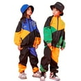 thumbnail image 3 of LOLANTA Boys' Girls' Color Block Jacket Track Pants Sets Hip Hop Dance Patchwork Clothes Unisex Streetwear, 3 of 5