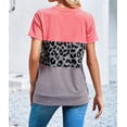 thumbnail image 3 of Women's Leopard Print Color Block Short Sleeve T-Shirt, 3 of 9
