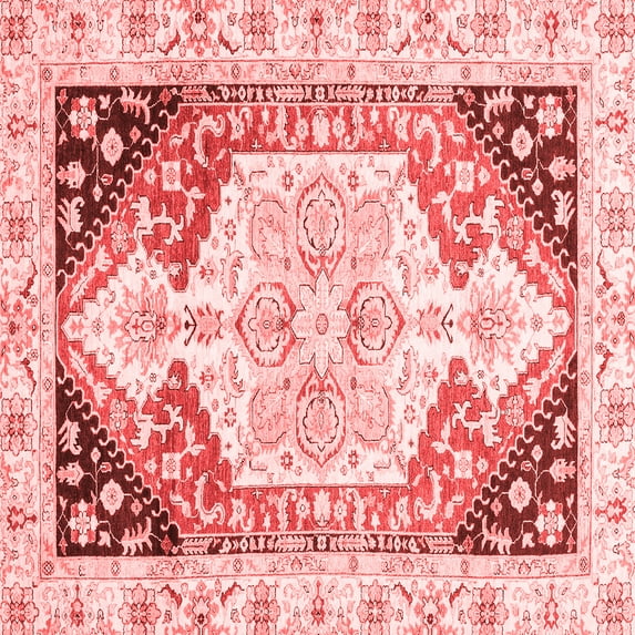 Ahgly Company Indoor Square Abstract Red Modern Area Rugs, 8' Square