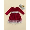 thumbnail image 2 of FOCUSNORM Robe Décontractée à Col Rond pour Filles, Jupe Courte à Manches Longues avec Ourlet en Dentelle, 2 of 8