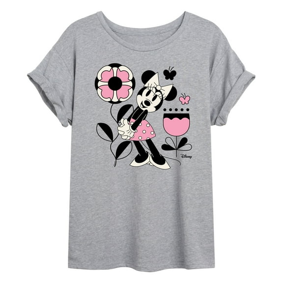 Disney - Minnie Mouse with Flowers & Butterflies - Juniors Ideal Flowy Muscle T-Shirt