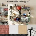thumbnail image 4 of Garage Shelving Wall Mounted, Heavy-Duty Garage Wall Shelving with Baskets & Hooks Supports up to 154 LBS in Total, Tool Storage Organizer for Home, Garden, Kitchen, Laundry Room, 4 of 7
