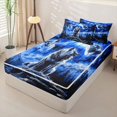 thumbnail image 2 of Manfei Rustic Wolf Zipper Full Size Comforter Sets with Fitted Sheet and 2 Pillowcases,Mystic Woodland Zipper Bedding Set,Blue,Black Reversible,4pcs, 2 of 8