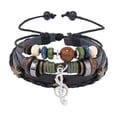 thumbnail image 2 of Pulsera de cuero PU nota musical de encanto brazalete de colgante único ajustable ajustable Negro, 2 of 8
