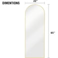 thumbnail image 4 of Vlush Full Length Mirror, 65"x22" Arched Floor Mirror, Full Body Standing Mirror with Aluminum Frame (Gold), 4 of 8