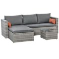 thumbnail image 1 of 3-Piece Patio Furniture Set Modern Sectional Sofa Rattan Chair Wicker Conversation Set Outdoor Hand Woven Rattan Wicker Furniture Patio Coffee Table Sofa Set, Grey, 1 of 7