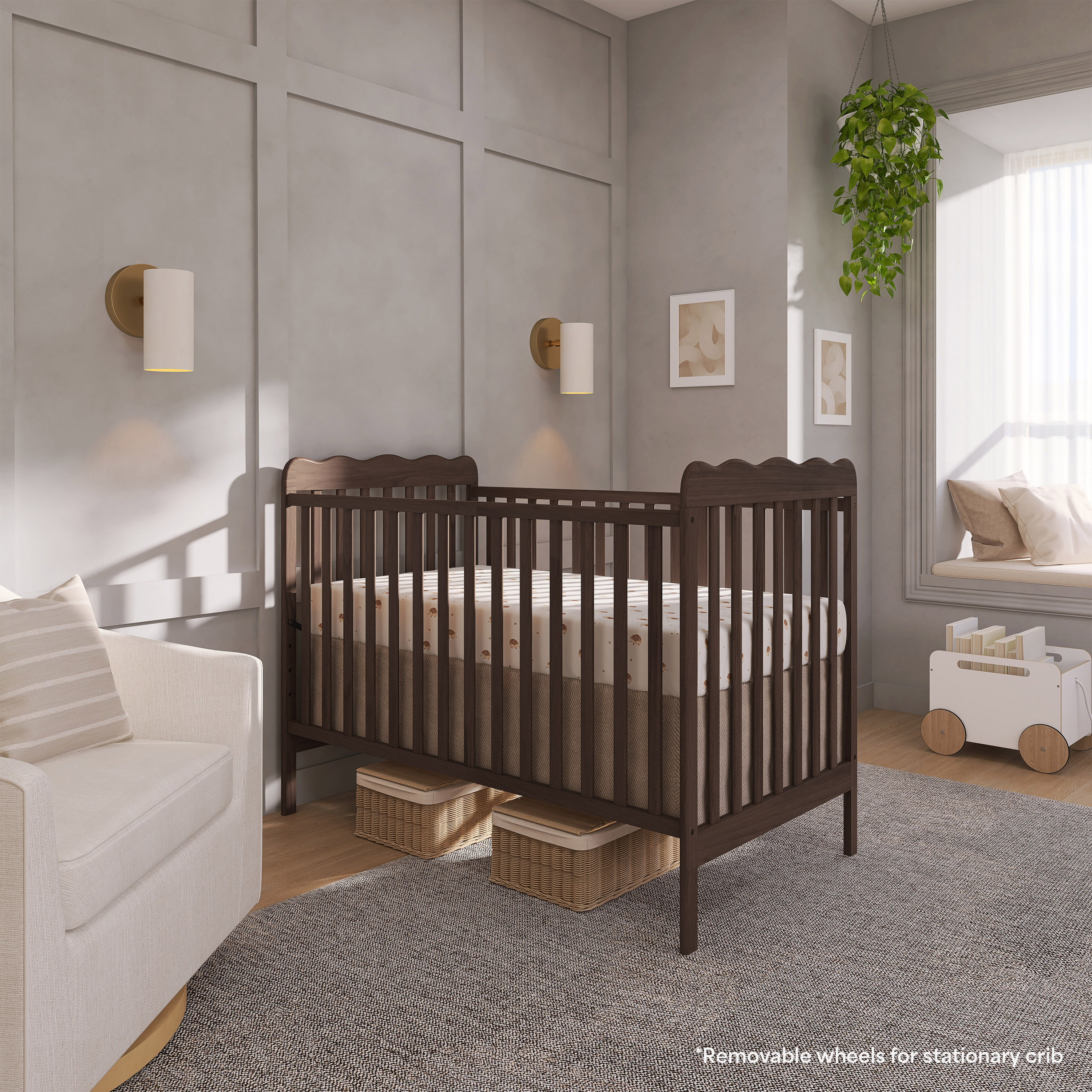 Dream On Me Carson Classic 3-in-1 Convertible Crib in Smokey Oak, Greenguard Gold Certified