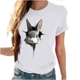 thumbnail image 3 of Tops de Cuello Alto para las Mujeres Amante Impreso Camiseta Cuello Redondo Manga Corta, Poliéster Spandex, 3 of 7